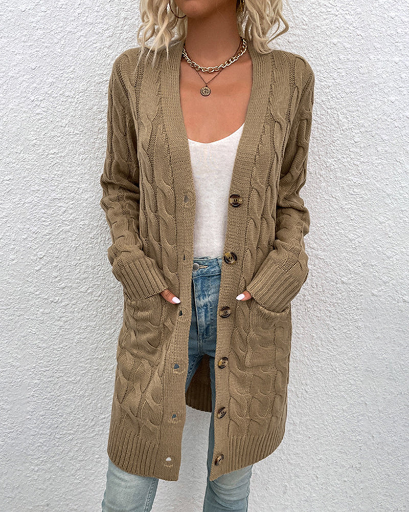 Anemone | Long sleeve cardigan in solid color