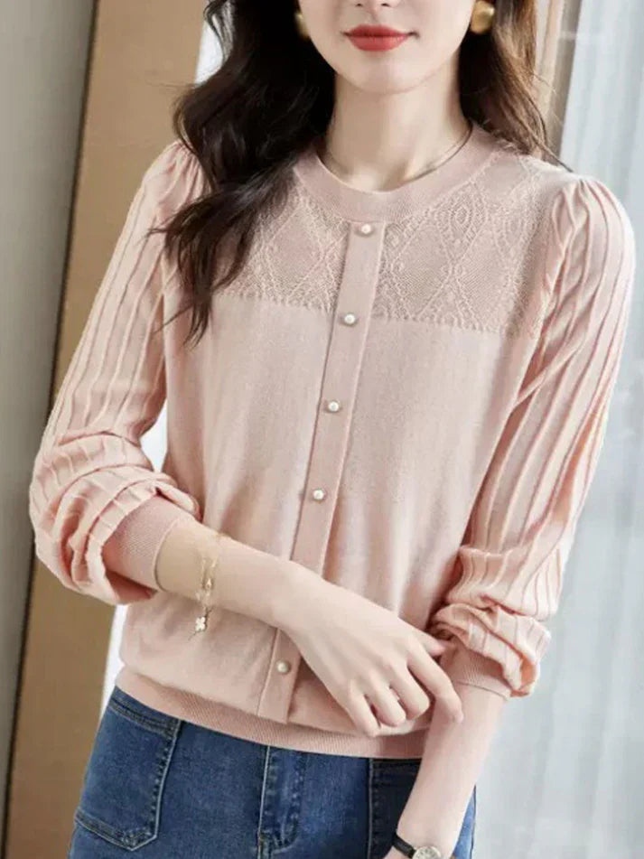Bryiah® | Long Sleeve Round Neck Blouse