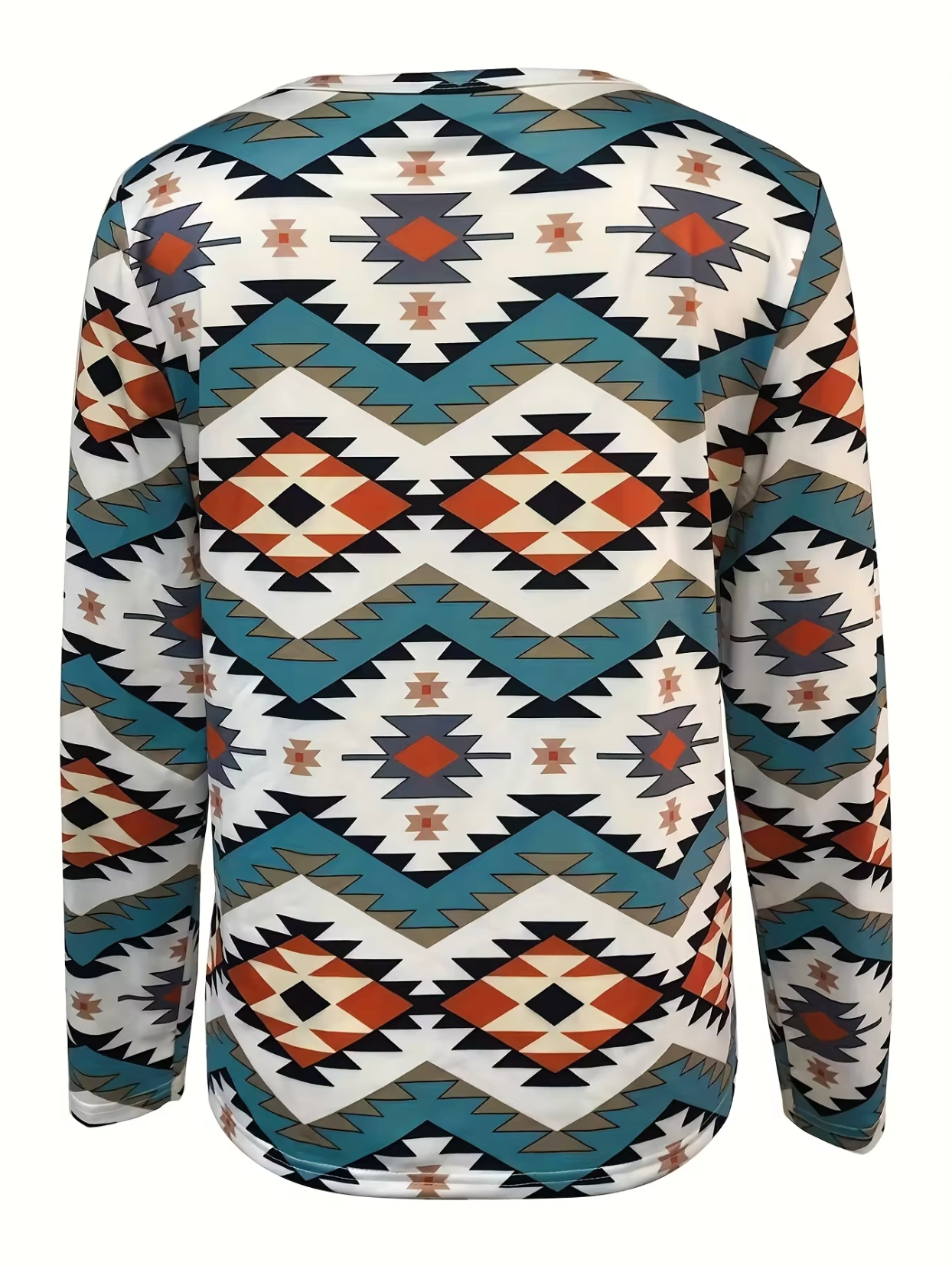 Pink | Long-sleeved cotton T-shirt with a geometric print