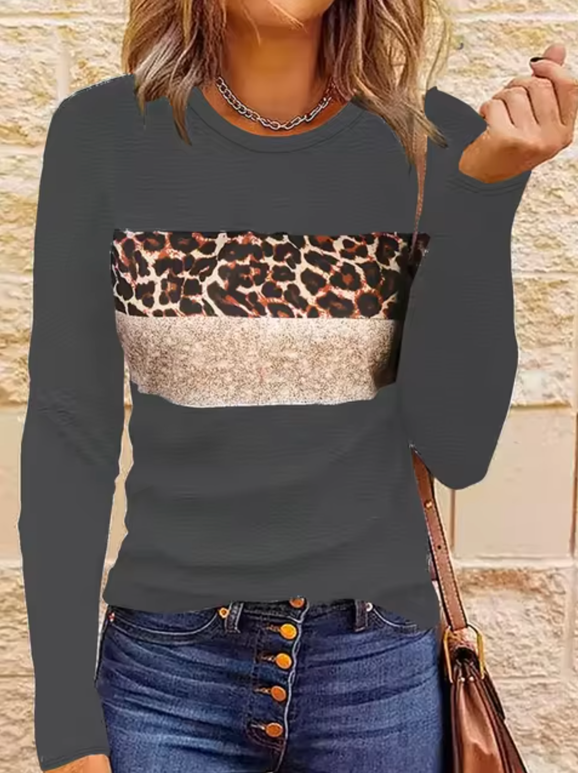 Guadalupe | Long sleeve leopard print t-shirt