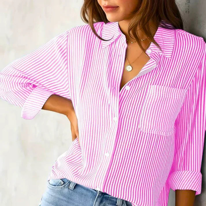 Brylynn® | Striped Long-Sleeved Blouse With Buttons