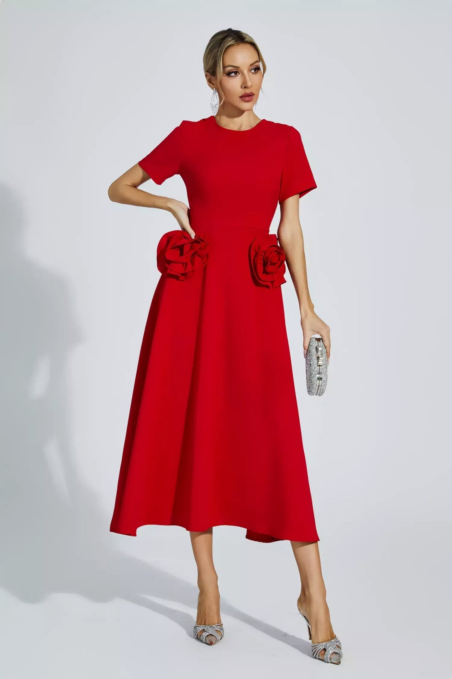 Sol® | Grace Short-Sleeved Midi Dress With Floral