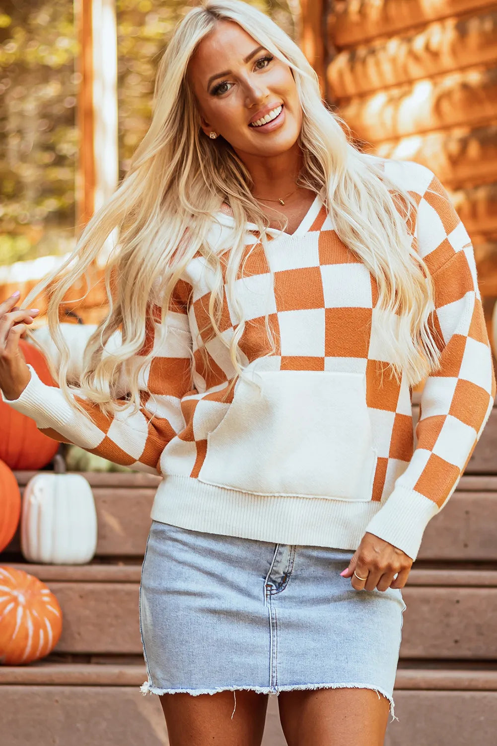 Paulina | Checked long sleeve hoodie