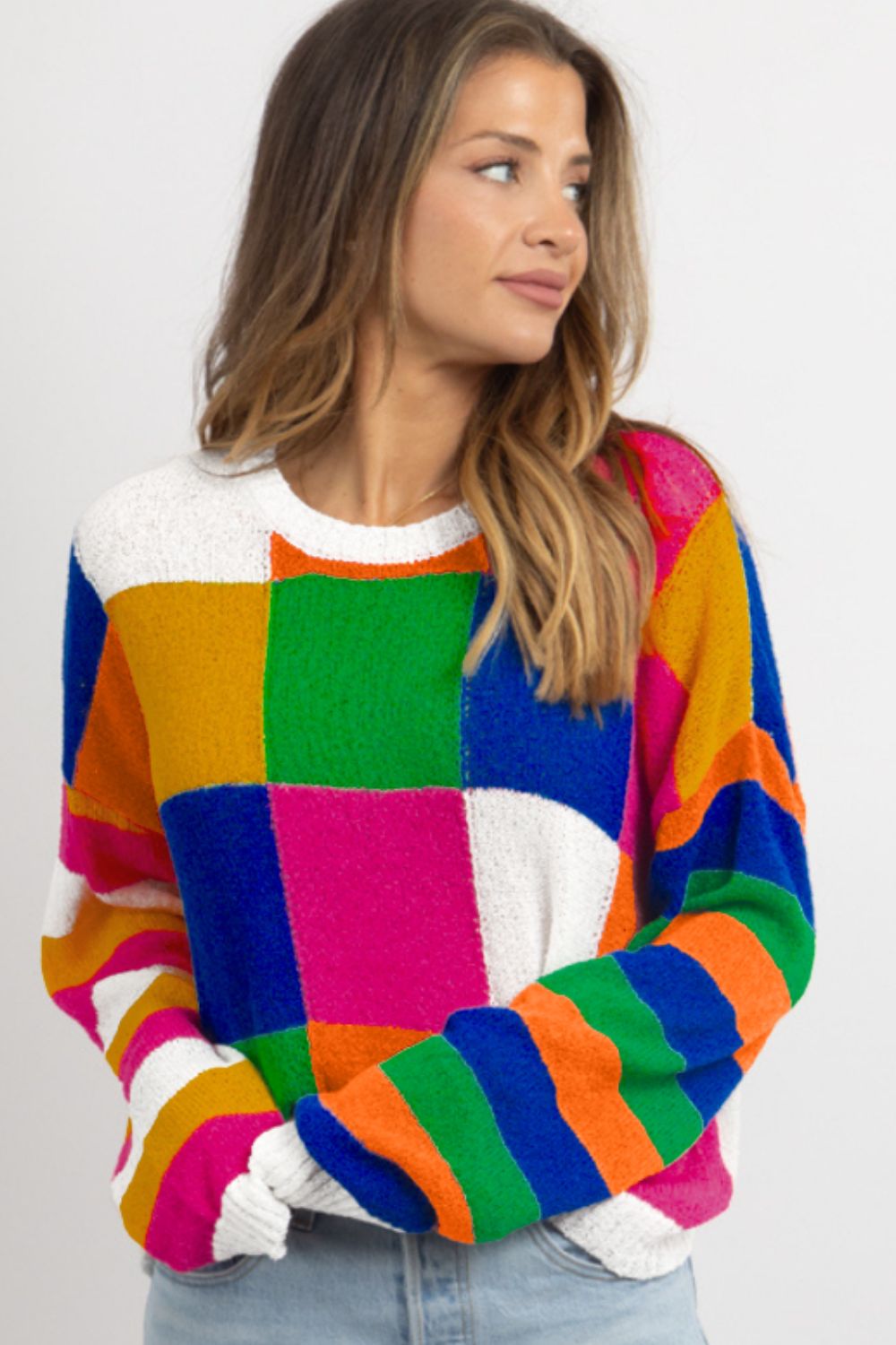 Marina | Color block sweater with a crew neck and long sleeves