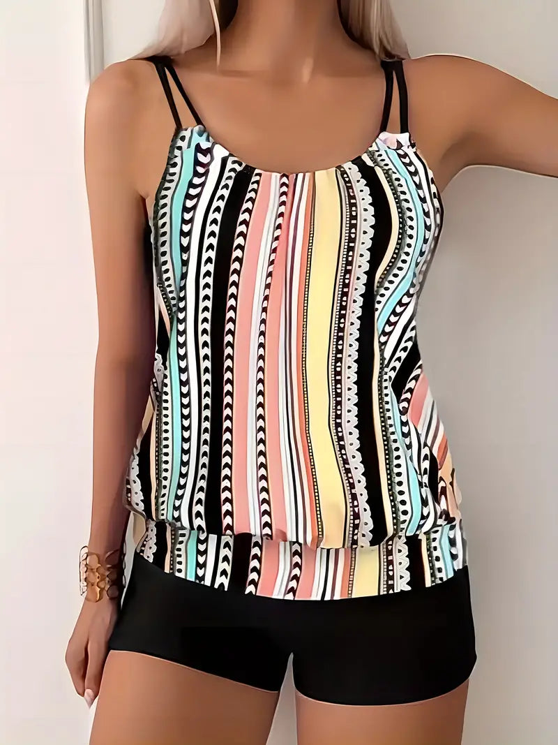 Libby® | Striped Tankini With Print