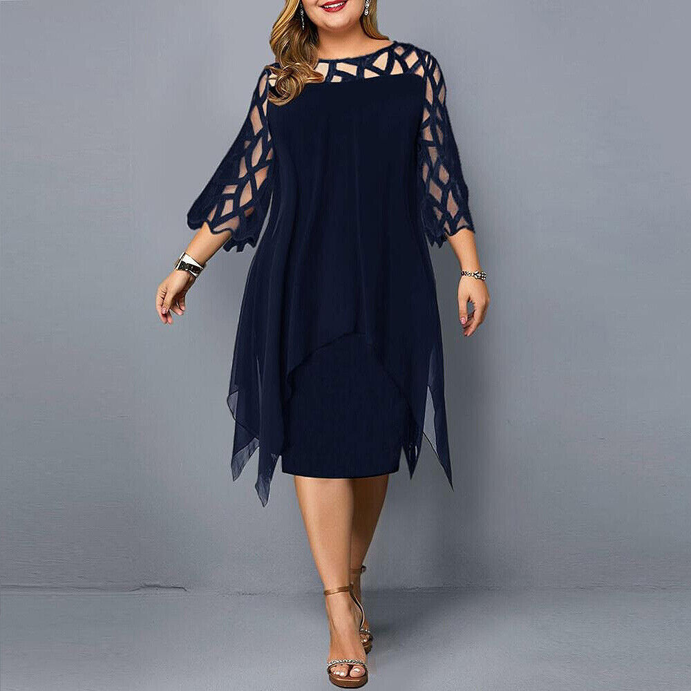 Stephanie | Women's 3/4 Sleeve A-Line Midi Dress