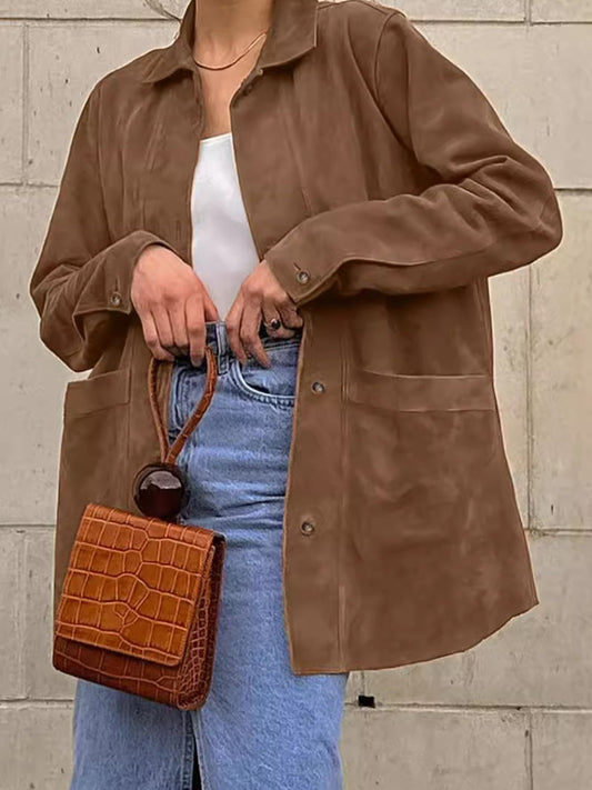Clara | Long sleeve jacket with buttoned collar and collar