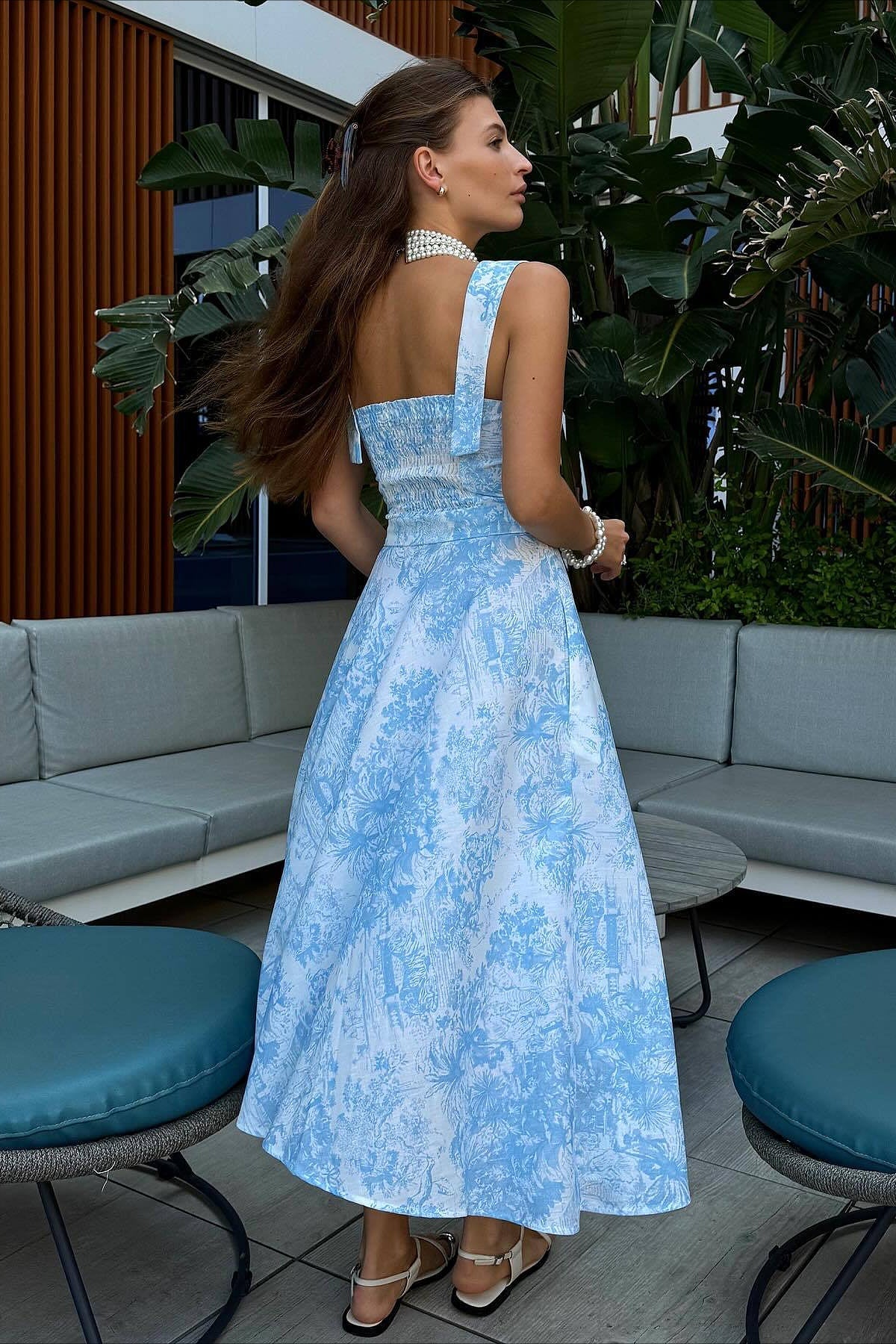 Cami Backless Tie Floral Dress