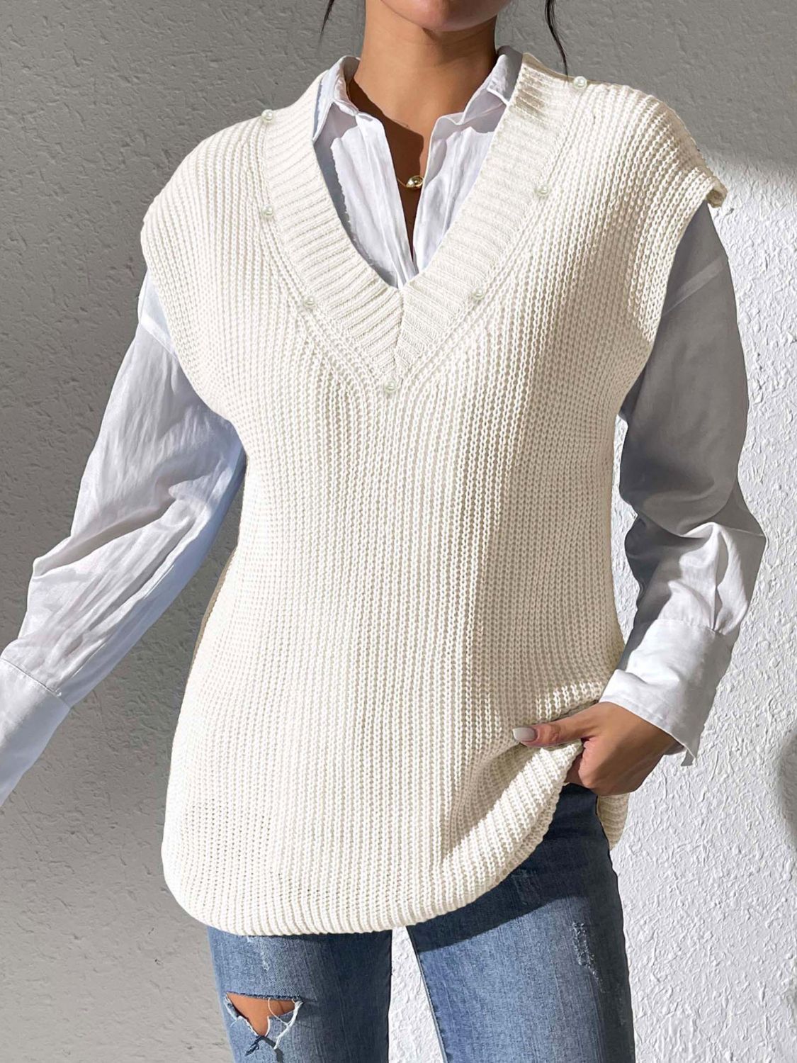 Beatriz | Beaded V-neck sweater vest