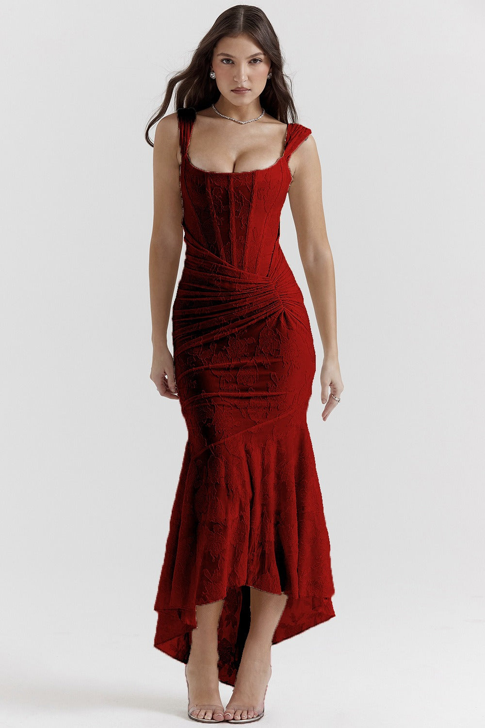 Stretch Mesh Jacquard Mermaid Formal Dress