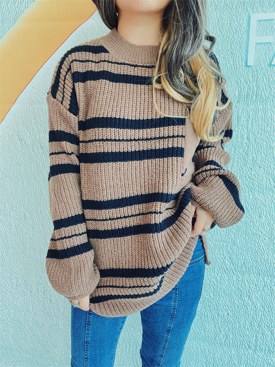 Sybille | Striped long-sleeved sweater with a crew neck