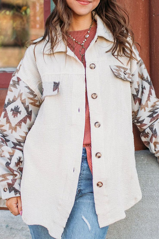 Andrea | Aztec-inspired corduroy winter coat for women.