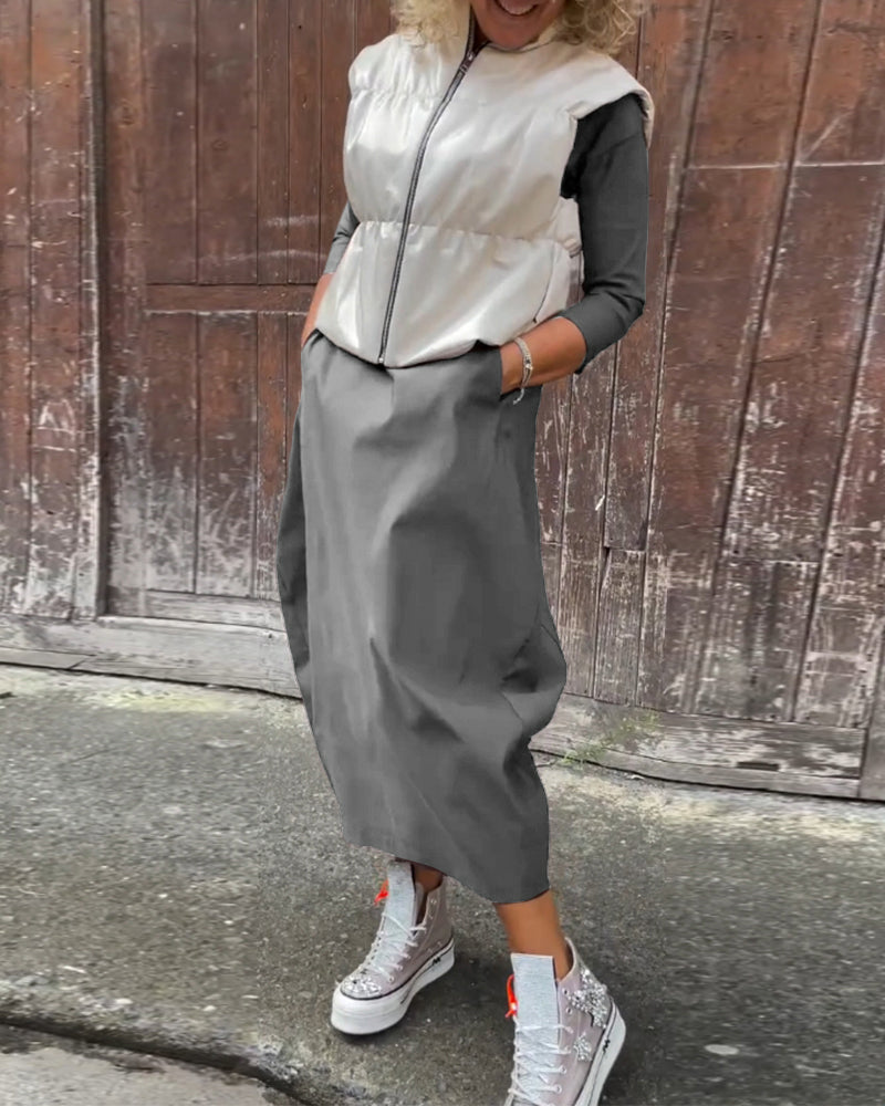 Alice | Elegant, simple Prosta dress with long sleeves and pockets