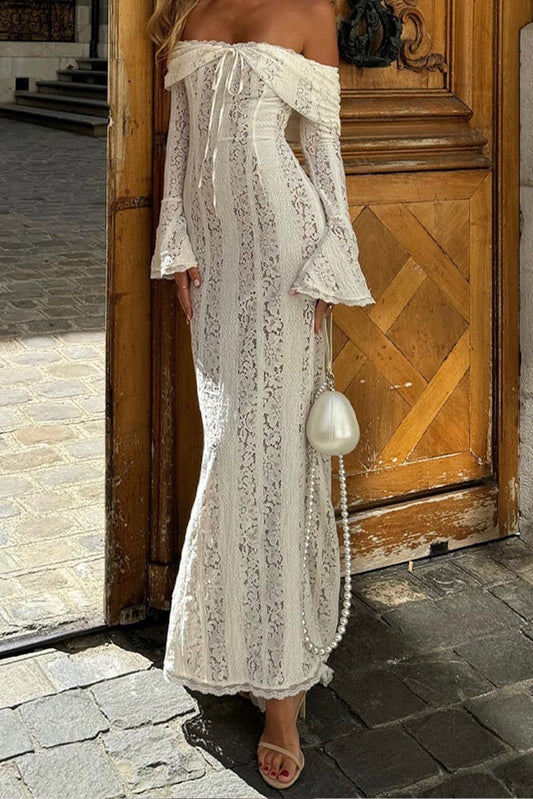 Matilde® | Lace Wide Flared Sleeve Off-Shoulder Dress