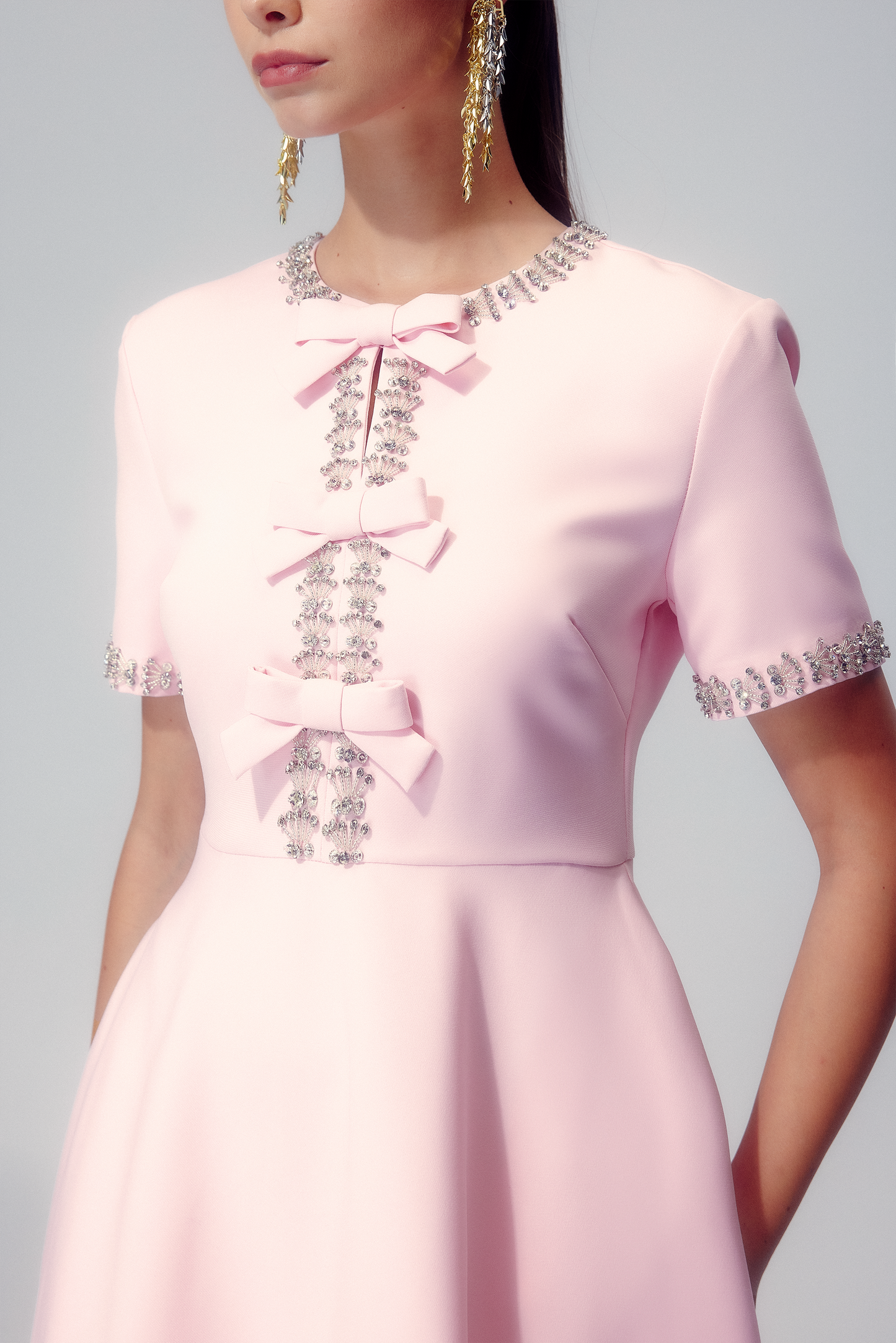 Mercedes® | Midi Dress With Bow And Crystal Embellishment