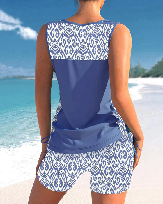 Lila® | Tankini With Tribal Print And Crossed Details