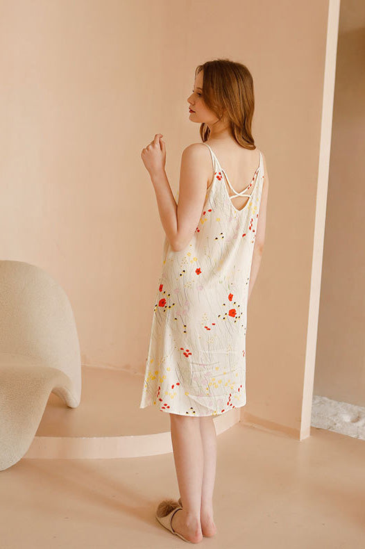 María Fernanda® | Printed Camisole Dress With Crossed Straps At The Back