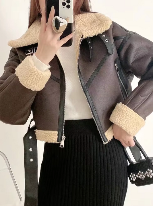 Matilde | Leather fleece jacket