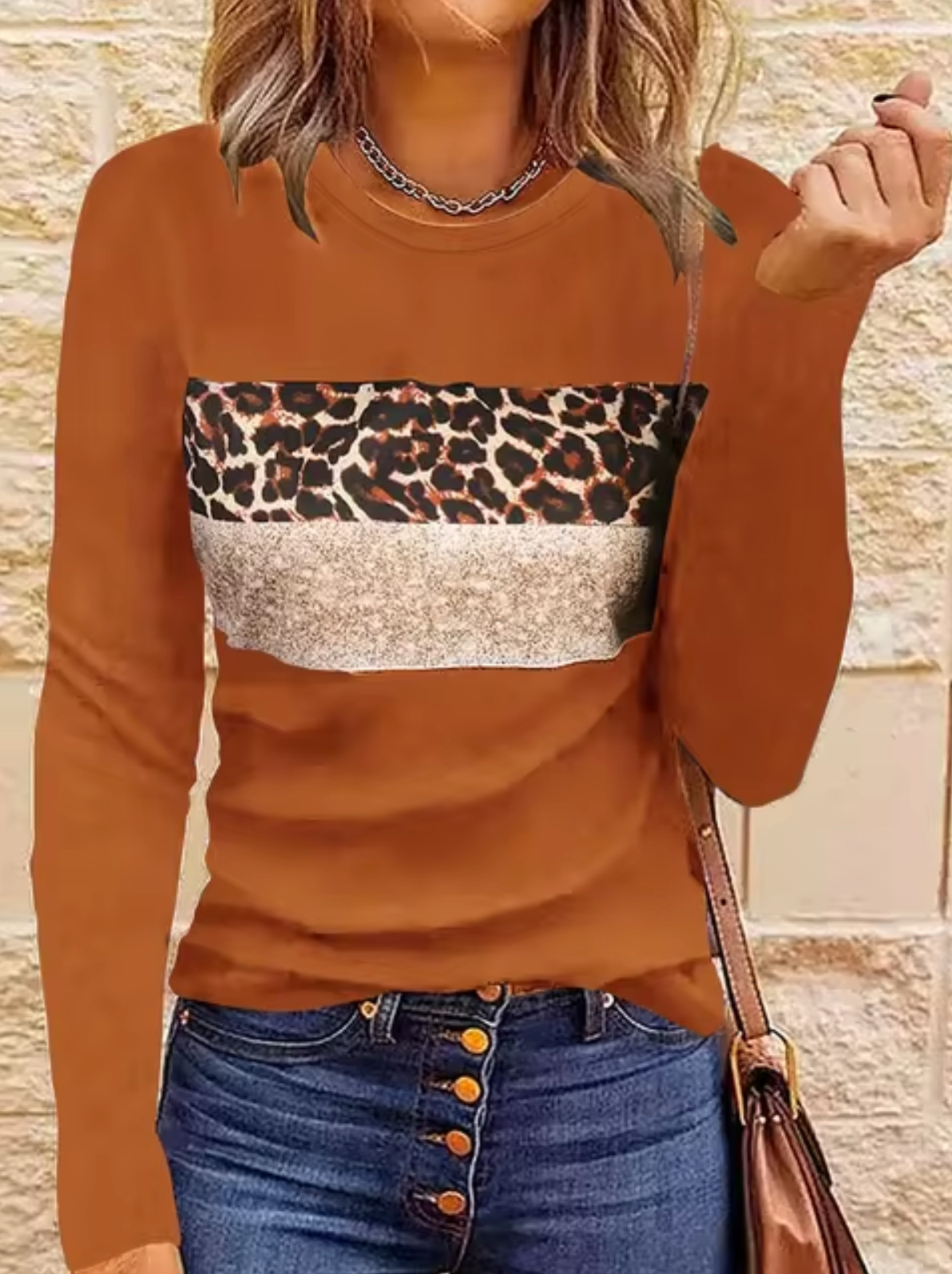 Guadalupe | Long sleeve leopard print t-shirt