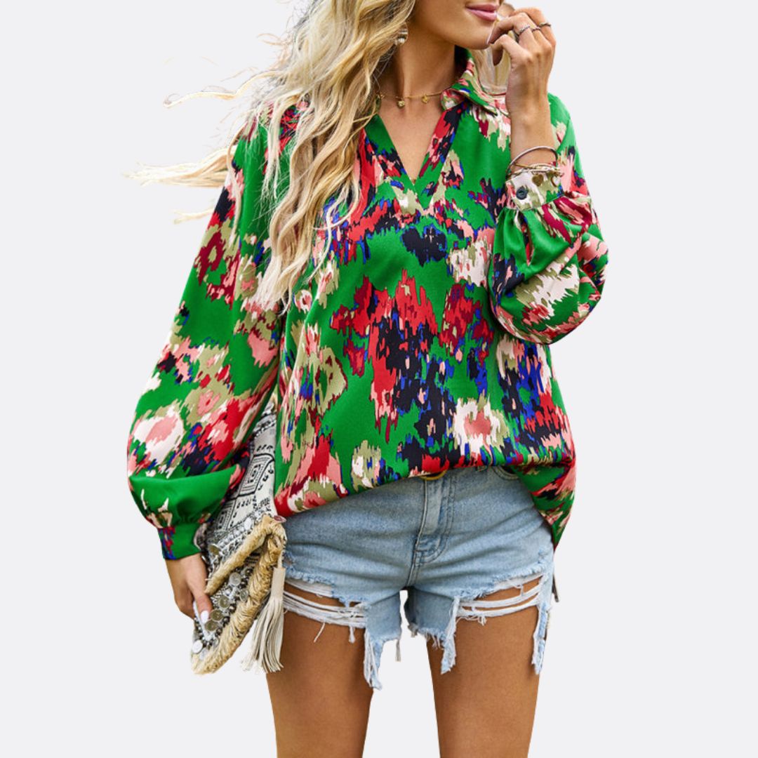 Lesley® | Blouse With V-Neck And Abstract Print
