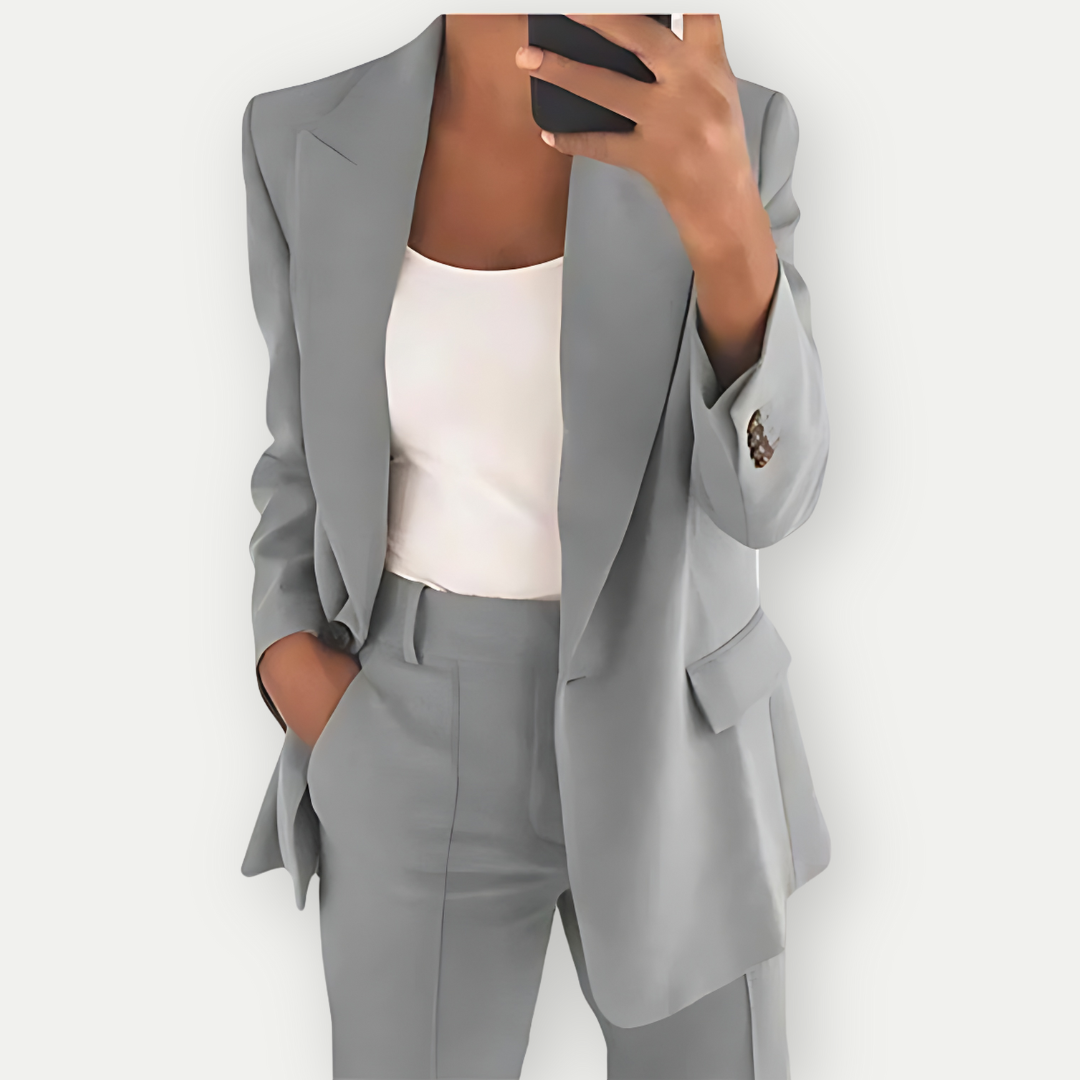 Erika® | Solid color blazer and pants set for women