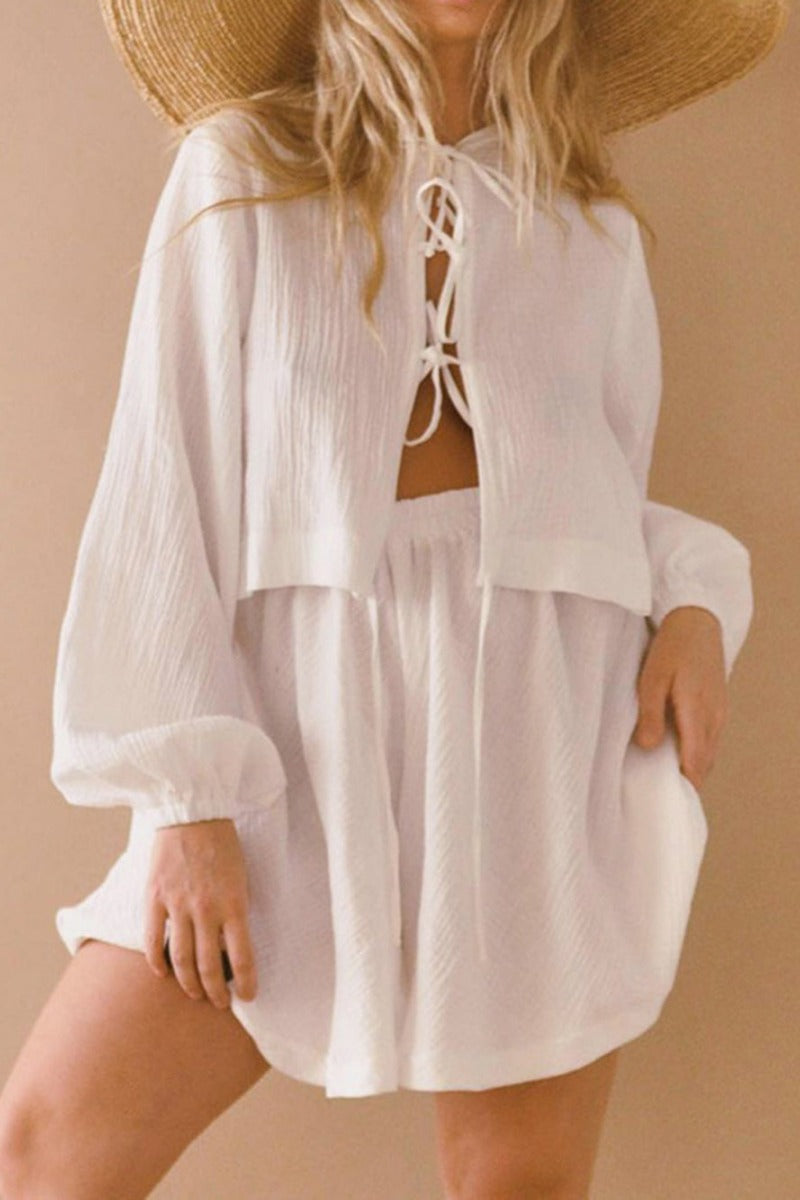 Raquel® | Cotton Linen Suit With Tie