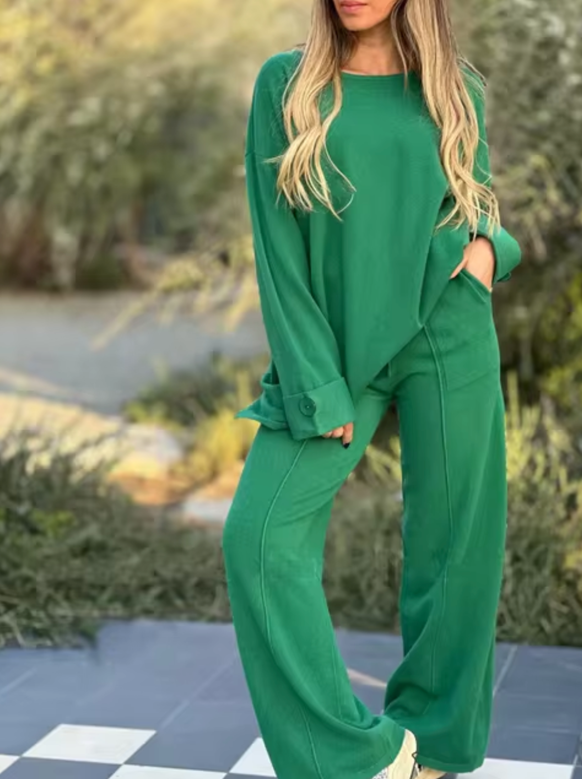 Nelly | Long sleeve and wide leg pants set