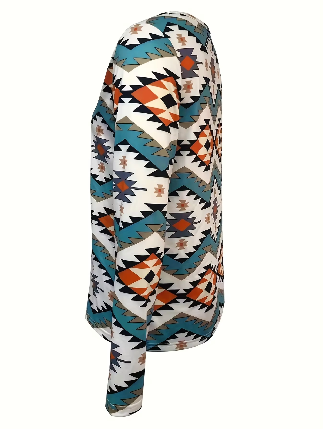 Graciela | Long-sleeved cotton T-shirt with a geometric print
