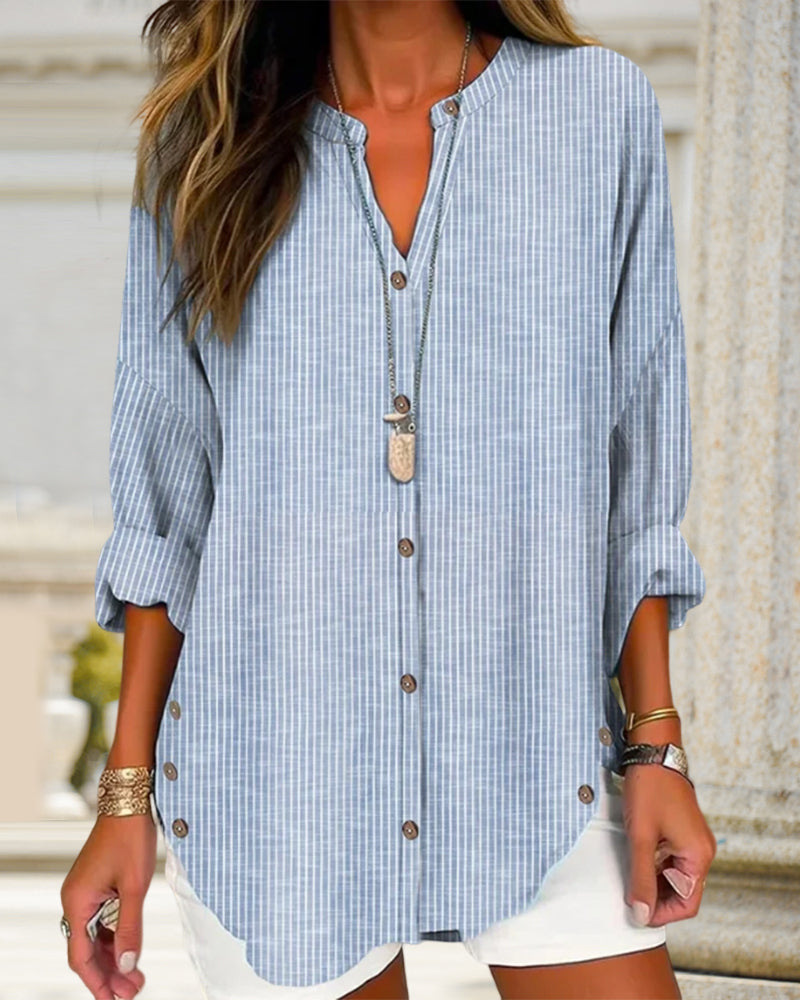 Betty | Stylish Loose Fit Long Sleeve Button-Up Blouse for Women