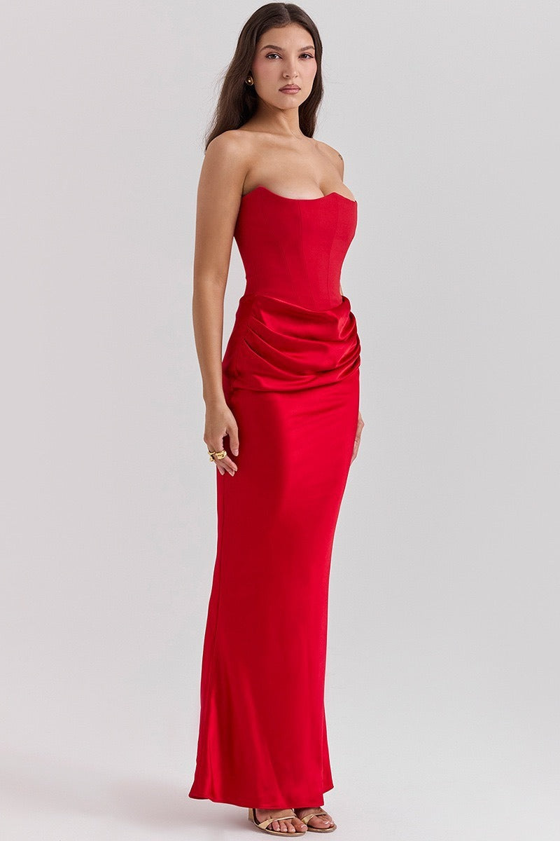 Strapless Boned Corset Bodycon Maxi Dress