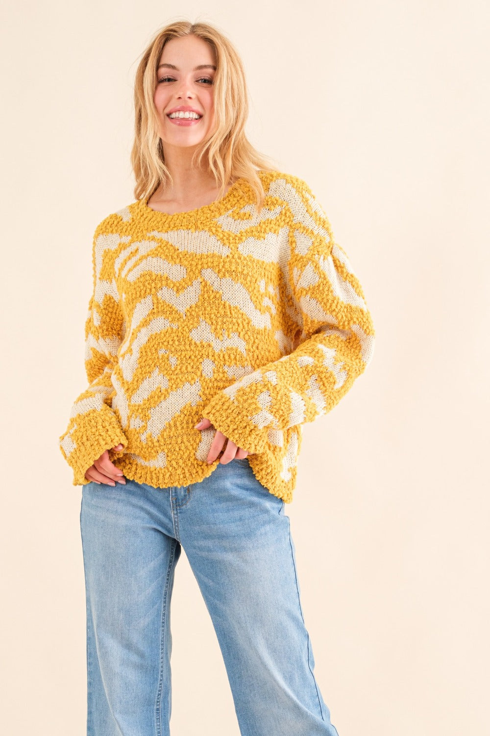 Anke | And the Why textured contrast sweater in full size