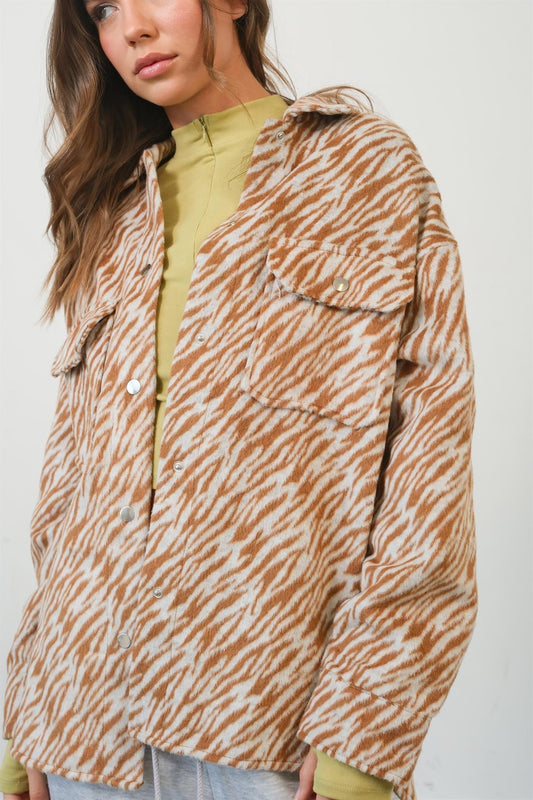 Mariola | Long-sleeved shirt with zebra pattern and press studs