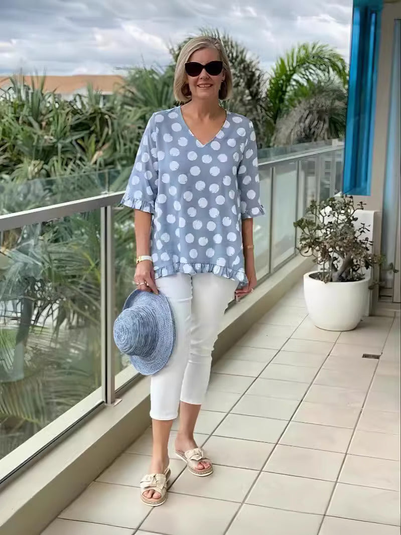 Dulce | Vintage Printed Top with Timeless Elegance for Women