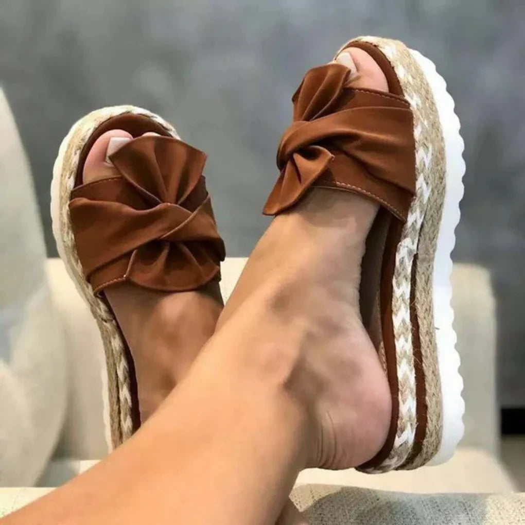 Samantha | Women Spring Bow Platform Slide Sandals