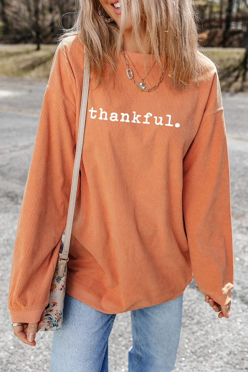 Hannelore | THANKFUL crew neck long sleeve sweatshirt