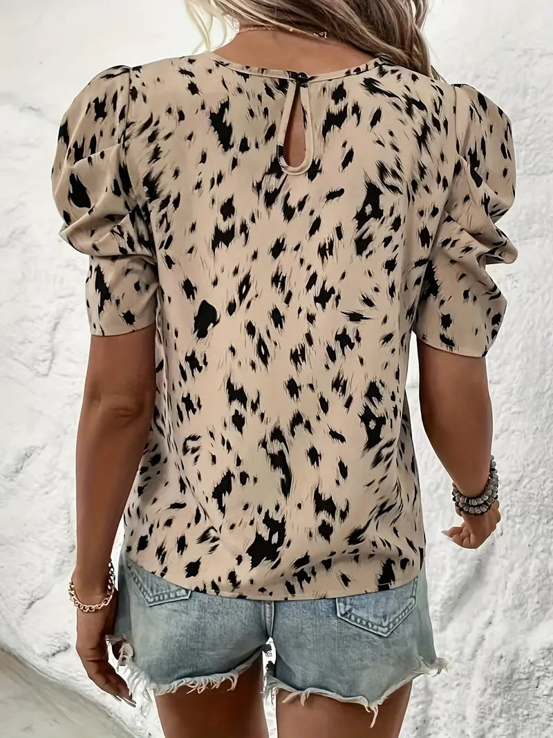 Moira® | All-Over Print Crew Neck Blouse For Spring And Summer
