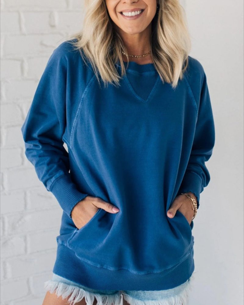Jimena | Pullover with ribbed inserts and pockets