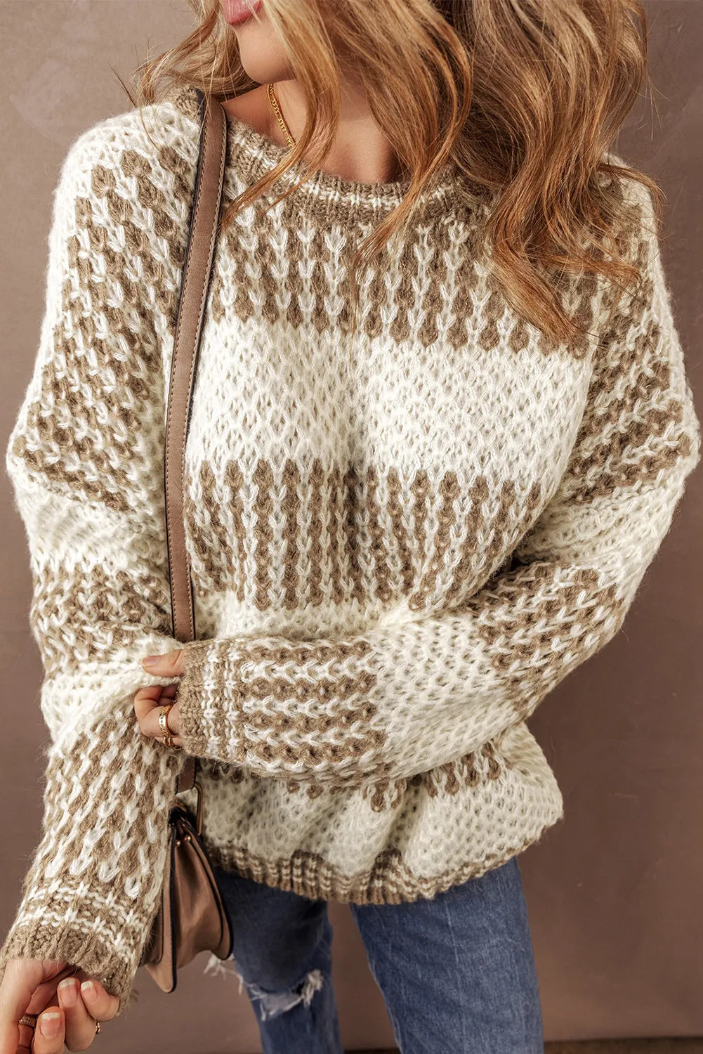 Marieke | Color block sweater with a crew neck and dropped shoulders