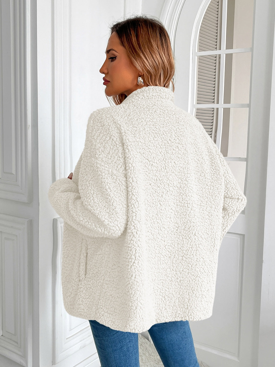 Camila | Ivy Lane fluffy jacket with long sleeves and zip