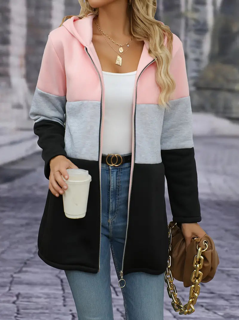Marcela | Elegant three-color hooded jacket