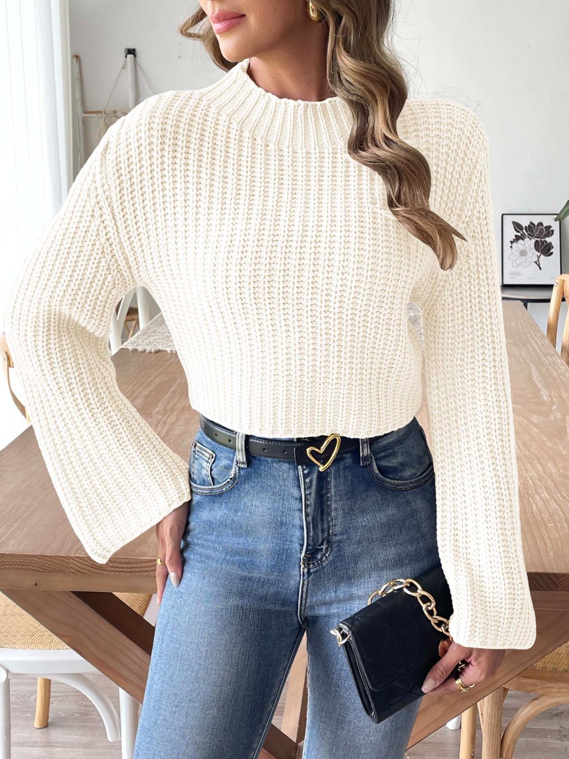Nina | Long-sleeved sweater with stand-up collar