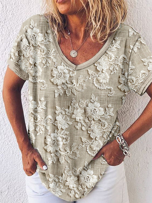 Andrea® | Relaxed Floral Print Top With Elegant Pattern