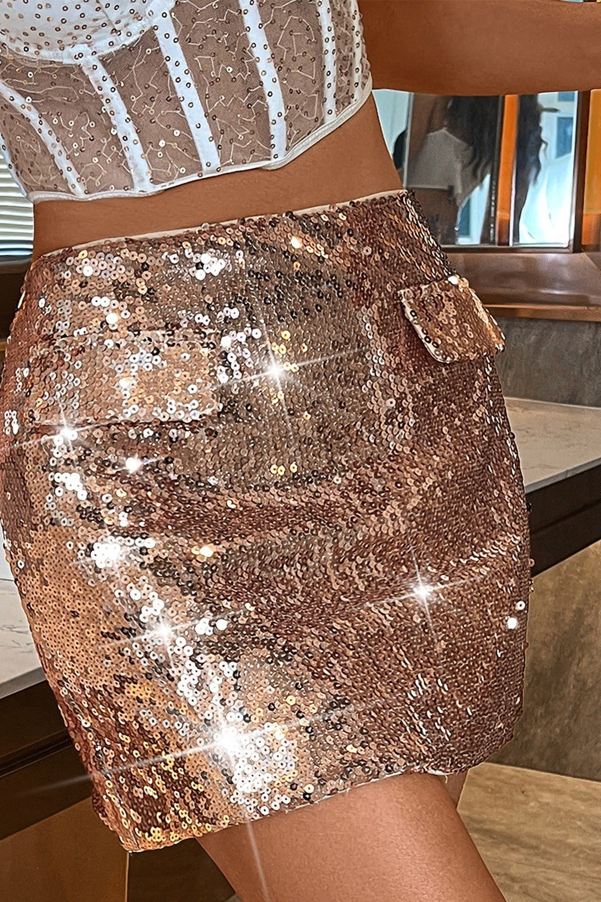 Sequin Bodycon Mini Skirt