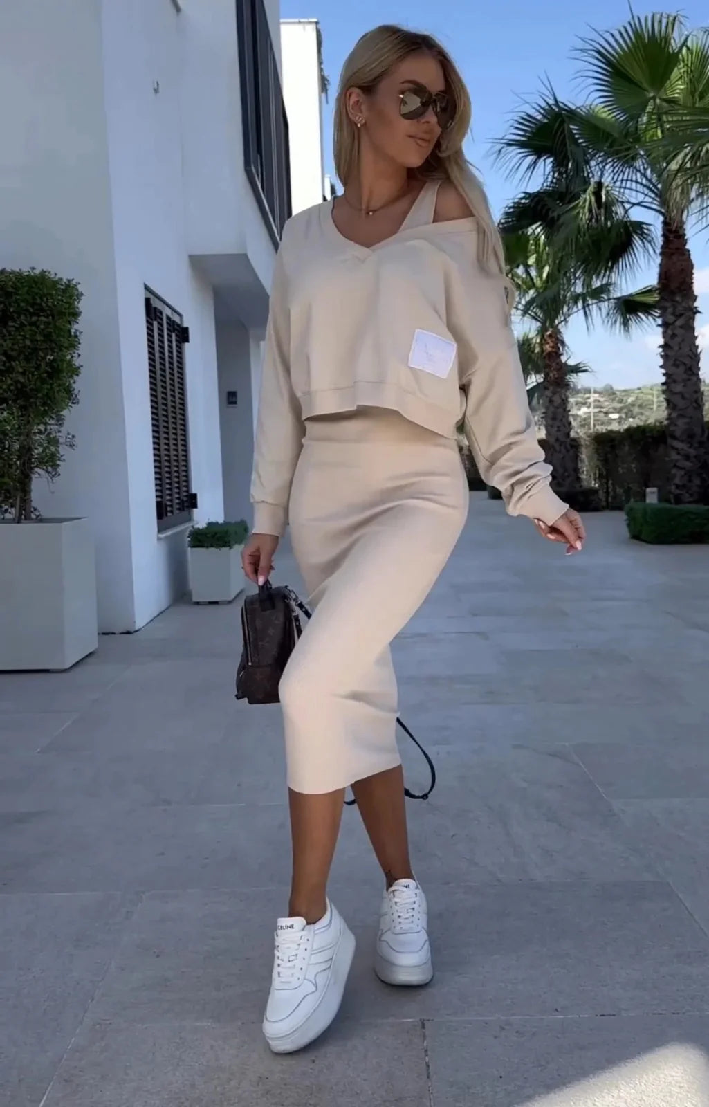 Micaela® | Sleeveless dress and sweater set for women