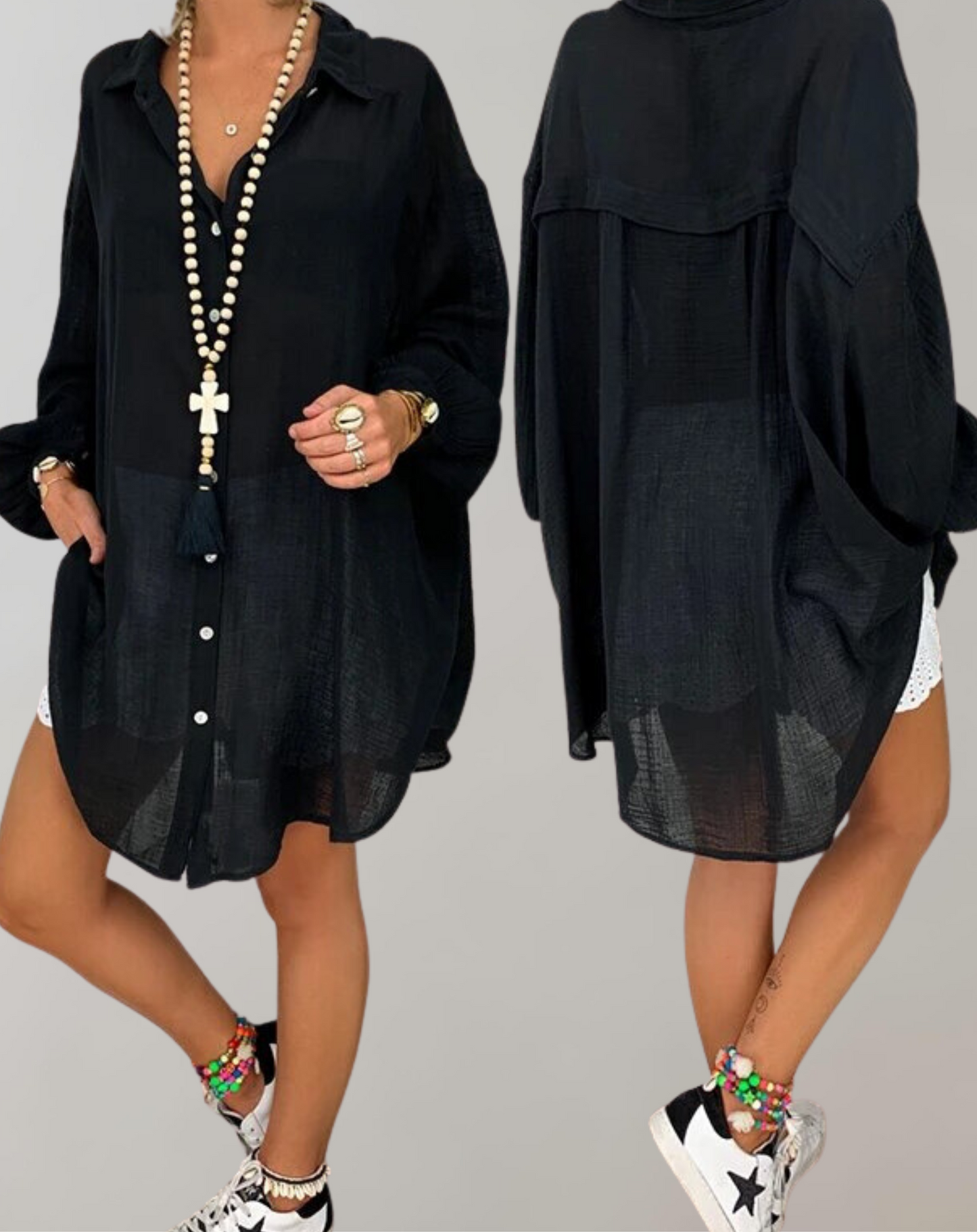 Paula® | Long-Sleeved Linen Shirt In Plus Sizes