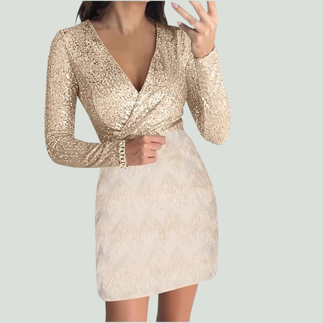Celia® | Sequin Dress With V-Neck
