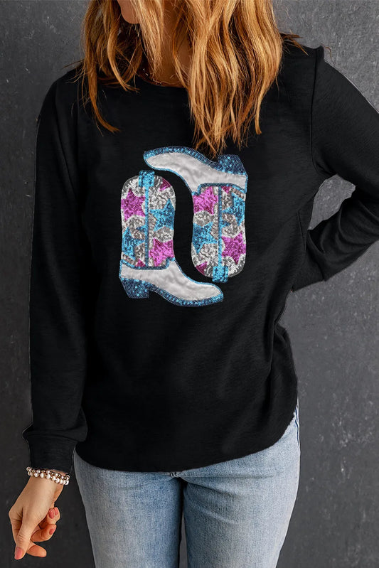 Jana | Boots crew neck long sleeve sweatshirt