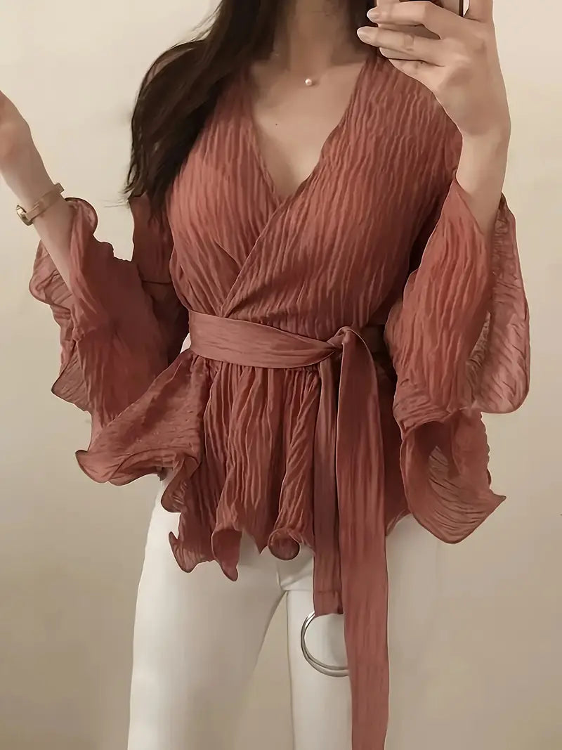 Valeria® | Elegant Cross-Over Blouse