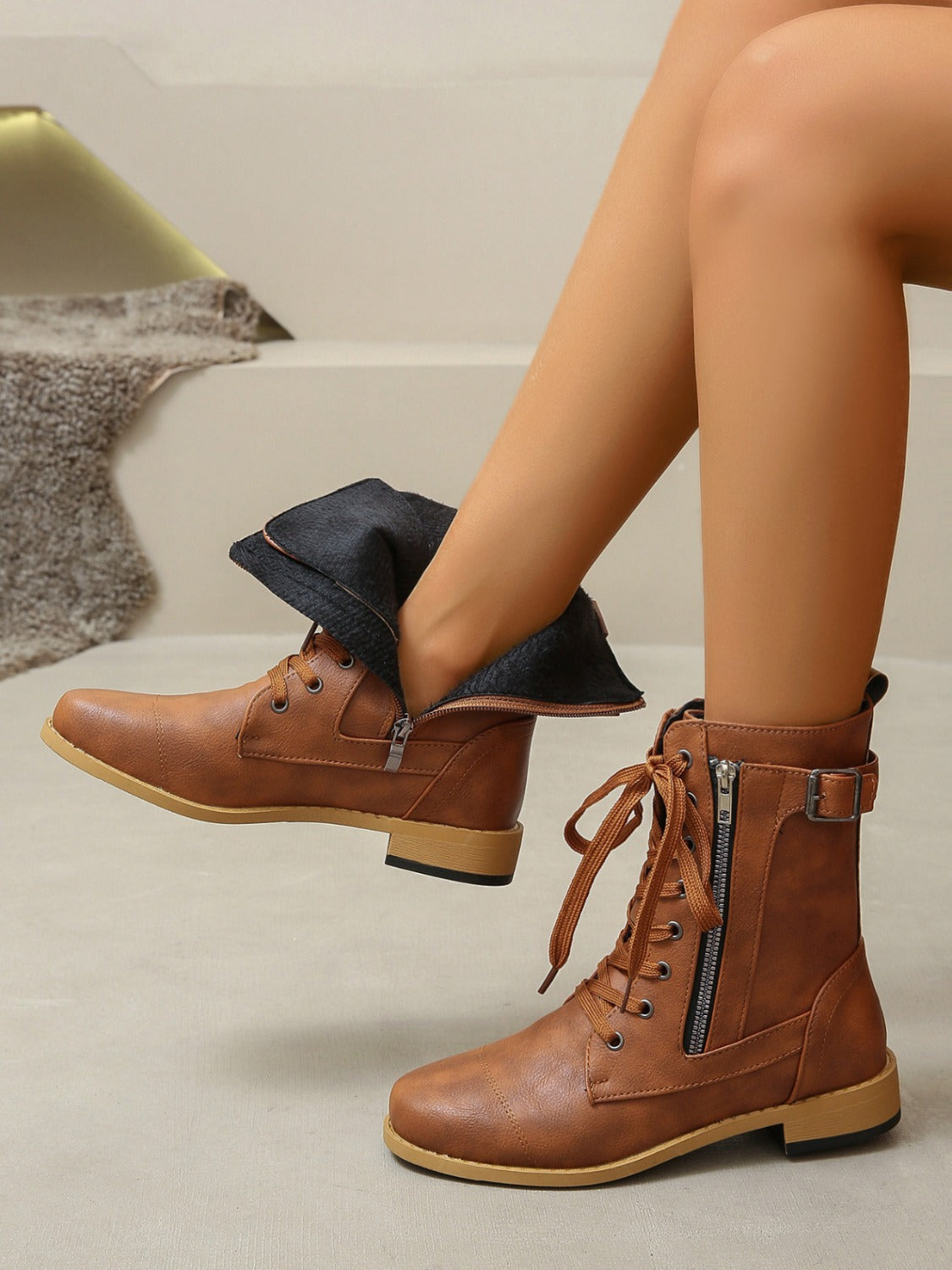 Catalina | PU leather lace-up boots