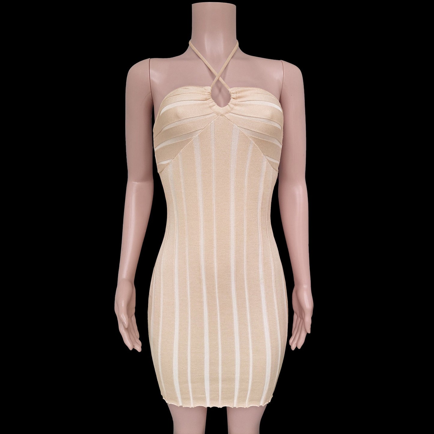 Halterneck tie Knitted Fleece Dress